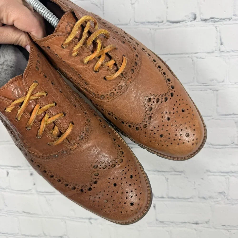 Cole Haan Zerogrand Wingtip Oxford Shoes Men 10.5 Brown Leather Brogue Comfort